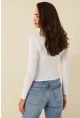 Kadın Ekru Büzgülü Bluz ELT3568