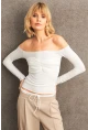 Kadın Ekru Büzgülü Bluz HOR0070