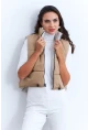 Kadın Ekru-Camel Çift Taraflı Şişme Kısa Yelek MX12