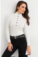 Kadın Ekru Çıtçıtlı Kaşkorse Bluz EY2983