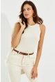 Kadın Ekru Halter Yaka Bluz LPP1233
