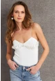 Kadın Ekru İp Askılı Çıtçıtlı Body SH20208