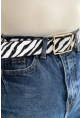 Kadın Ekru-Siyah Zebra Desen Kemer BE610