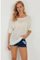 Kadın Ekru Triko Kazak SMT223