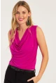 Kadın Fuşya Degaje Yaka Bluz YZ1020