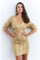 Kadın Gold Varaklı Saç Örgülü Midi Elbise RM05
