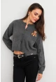 Kadın Gri Ayıcıklı Hırka TEM99