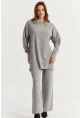 Kadın Gri İnci Düğmeli Triko Alt Üst Takım MNUV33