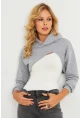 Kadın Gri Kapüşonlu Crop Sweatshirt  TF03