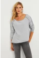 Kadın Gri Kayık Yaka Ters Dikişli Sweatshirt TF10