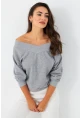 Kadın Gri Kısa Sweatshirt TF16