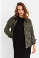 Kadın Haki Leopar Denim Ceket MELT1174