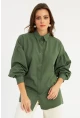Kadın Haki Zımbalı Gömlek MASF08