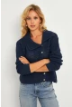 Kadın İndigo Geniş Yakalı Triko Hırka MİW4571