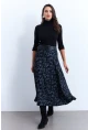 Kadın İndigo-Siyah Desenli Çan Etek LON3007