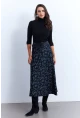 Kadın İndigo-Siyah Desenli Çan Etek LON3007