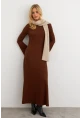 Kadın Kahverengi Basic Maxi Elbise MTF30