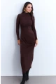 Kadın Kahverengi Drapeli Maxi Elbise LİK12