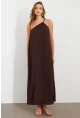 Kadın Kahverengi Maxi Basic Elbise İRE1012
