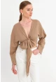 Kadın Kahverengi Müslin Crop Bluz PC20700