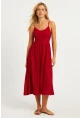 Kadın Kırmızı Astarlı Brode Midi Elbise TW70102-90