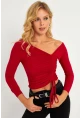 Kadın Kırmızı Büzgülü Bluz GÇ188