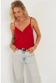 Kadın Kırmızı Degaje Yaka Bluz LPP1286