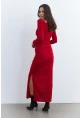 Kadın Kırmızı Drapeli Maxi Yılbaşı Elbise SHR7