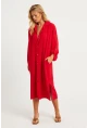 Kadın Kırmızı Gömlek Elbise LV178