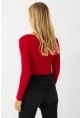 Kadın Kırmızı V Yaka Çıtçıtlı Body Fİ792