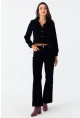 Kadın Lacivert Beli Lastikli Kadife Pantolon CAR1076