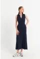 Kadın Lacivert Sırt Bağlamalı Midi Elbise MFRY2271-90