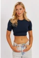 Kadın Lacivert Sırt Dekolteli Crop Bluz CY450
