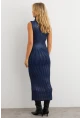 Kadın Lacivert Varaklı Balıkçı Maxi Elbise RM599