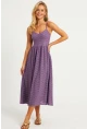 Kadın Lila Astarlı Brode Midi Elbise TW70102-90