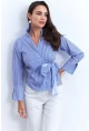 Kadın Mavi Bağlamalı Gömlek KED171