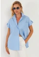 Kadın Mavi Cepli Gömlek ZER410