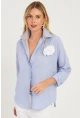 Kadın Mavi Gül Aksesuarlı Gömlek SF2540