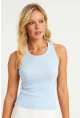 Kadın Mavi Halter Yaka Fitilli Bluz MK11