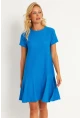 Kadın Mavi Sırtı Detaylı Bürümcük Midi Elbise ST055