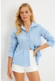 Kadın Mavi Taşlı Gömlek ZER404