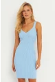 Kadın Mavi Triko Mini Elbise SMT240