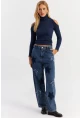 Kadın Mavi Yamalı Jean Pantolon AUR1