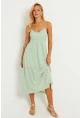Kadın Mint Astarlı Brode Midi Elbise TW70102-90
