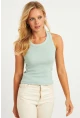 Kadın Mint Halter Yaka Fitilli Bluz MK11