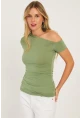 Kadın Mint Yanları Büzgülü Bluz YZ1017