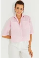Kadın Pembe Çizgili Kısa Gömlek MİW1290