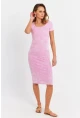 Kadın Pembe Kaşkorse Midi Elbise ALB200