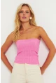 Kadın Pembe Straplez Triko Bluz YV240