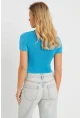 Kadın Pencereli Crop Bluz Mavi AYD278